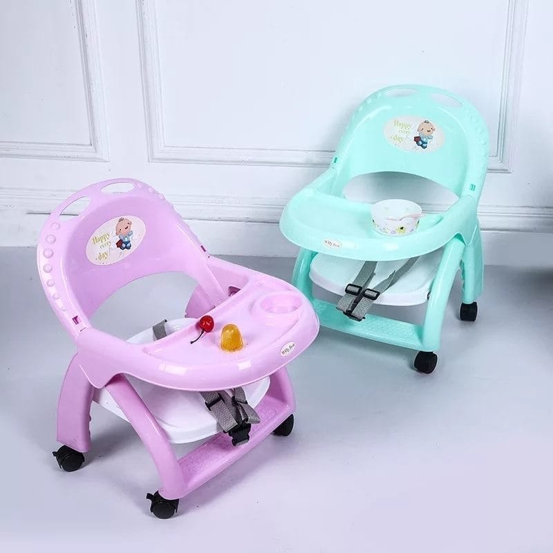 Baby Portable and Adjustable Feeding Chair Seat with Rotary Wheels